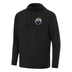 Edmonton Oilers Antigua Spikes Quarter-Zip Hoodie Heather Black