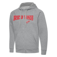 Detroit Red Wings Antigua Big & Tall Victory Full-Zip Hoodie Heather Gray
