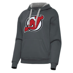 New Jersey Devils Antigua Women's Victory Pullover Hoodie Charcoal