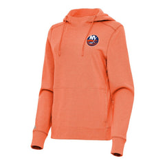 New York Islanders Antigua Women's Justice Pullover Hoodie Heather Orange
