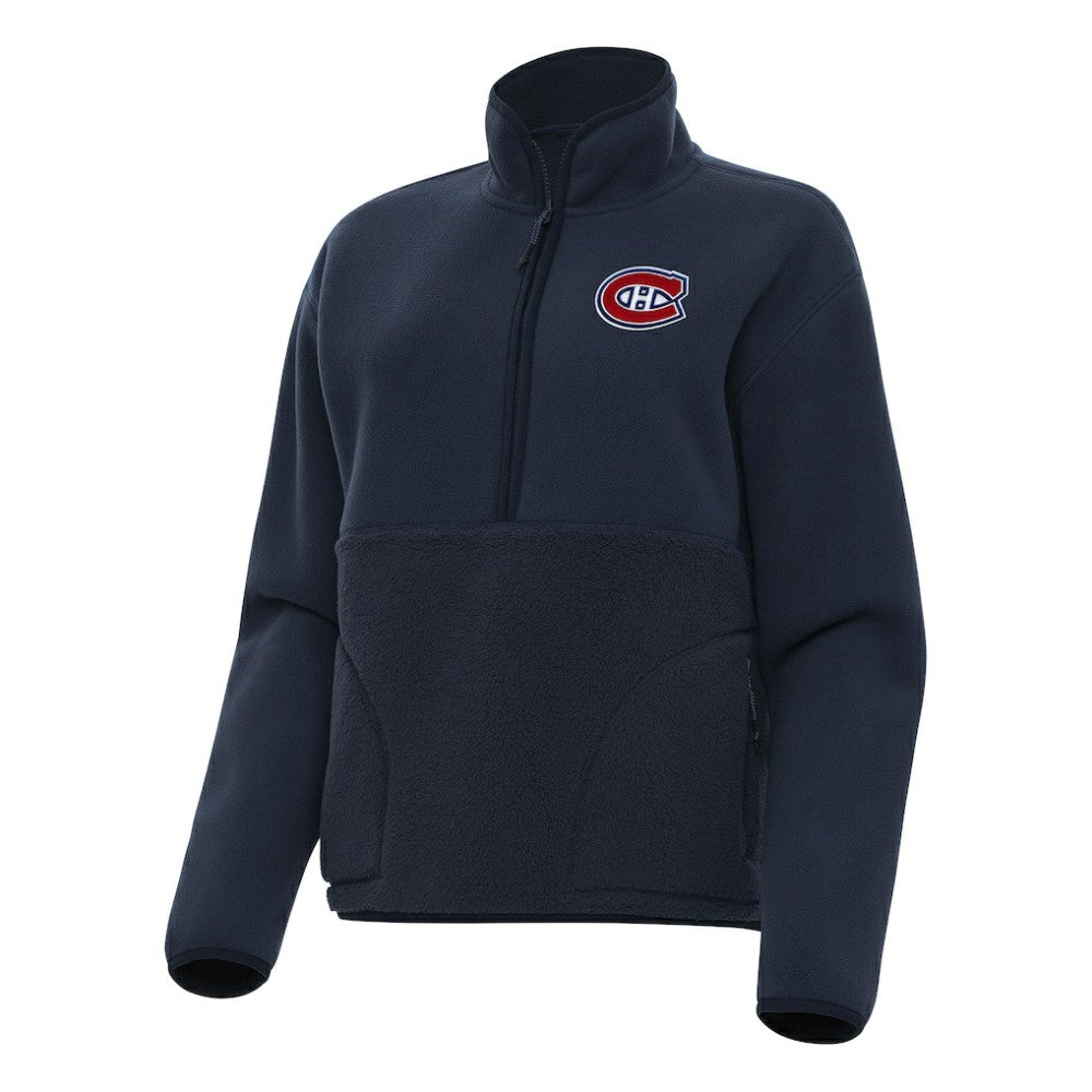 Montreal Canadiens Antigua Women's Figure Half-Zip Pullover Sweatshirt Navy