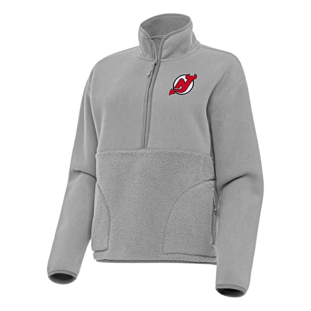 New Jersey Devils Antigua Women's Figure Half-Zip Pullover Sweatshirt Gray