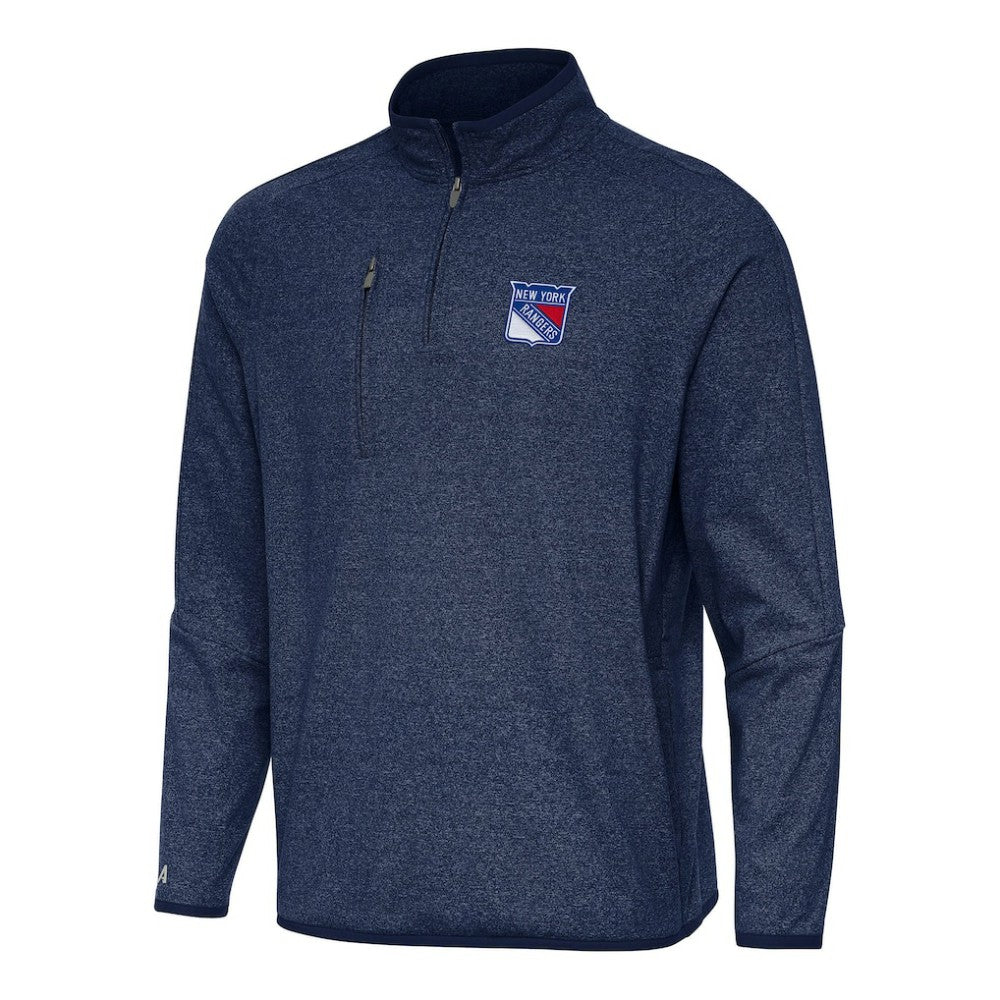 New York Rangers Antigua Certain Quarter-Zip Tri-Blend Sweatshirt Heather Navy