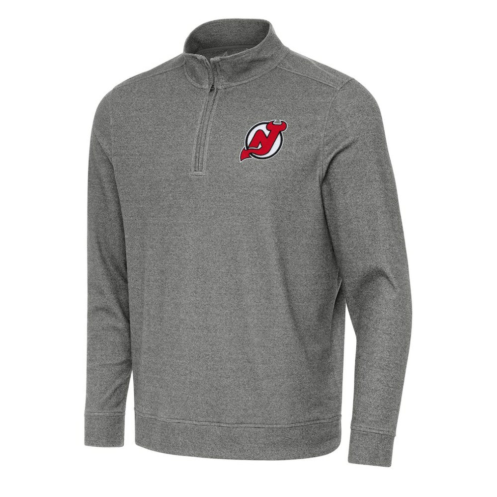 New Jersey Devils Antigua Subtle Quarter-Zip Sweatshirt Heather Black