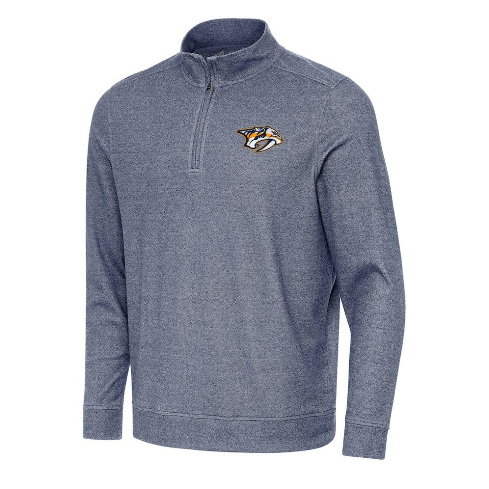 Nashville Predators Antigua Subtle Quarter-Zip Sweatshirt Heather Navy