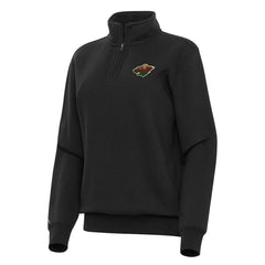Minnesota Wild Antigua Women's Victory Quarter-Zip Sweatshirt Black