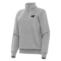 Minnesota Wild Antigua Women's Victory Quarter-Zip Sweatshirt Heather Gray