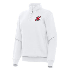 New Jersey Devils Antigua Women's Victory Quarter-Zip Sweatshirt White