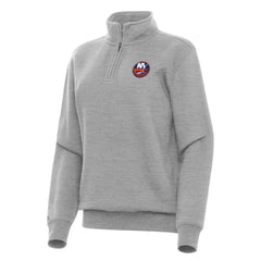 New York Islanders Antigua Women's Victory Quarter-Zip Sweatshirt Heather Gray