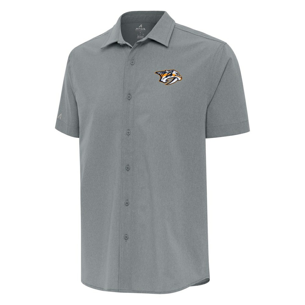 Nashville Predators Antigua Activate Woven Short Sleeve Button-Up Shirt Gray