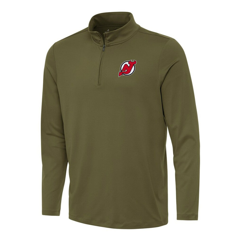 New Jersey Devils Antigua Reprocess Quarter-Zip Top Olive