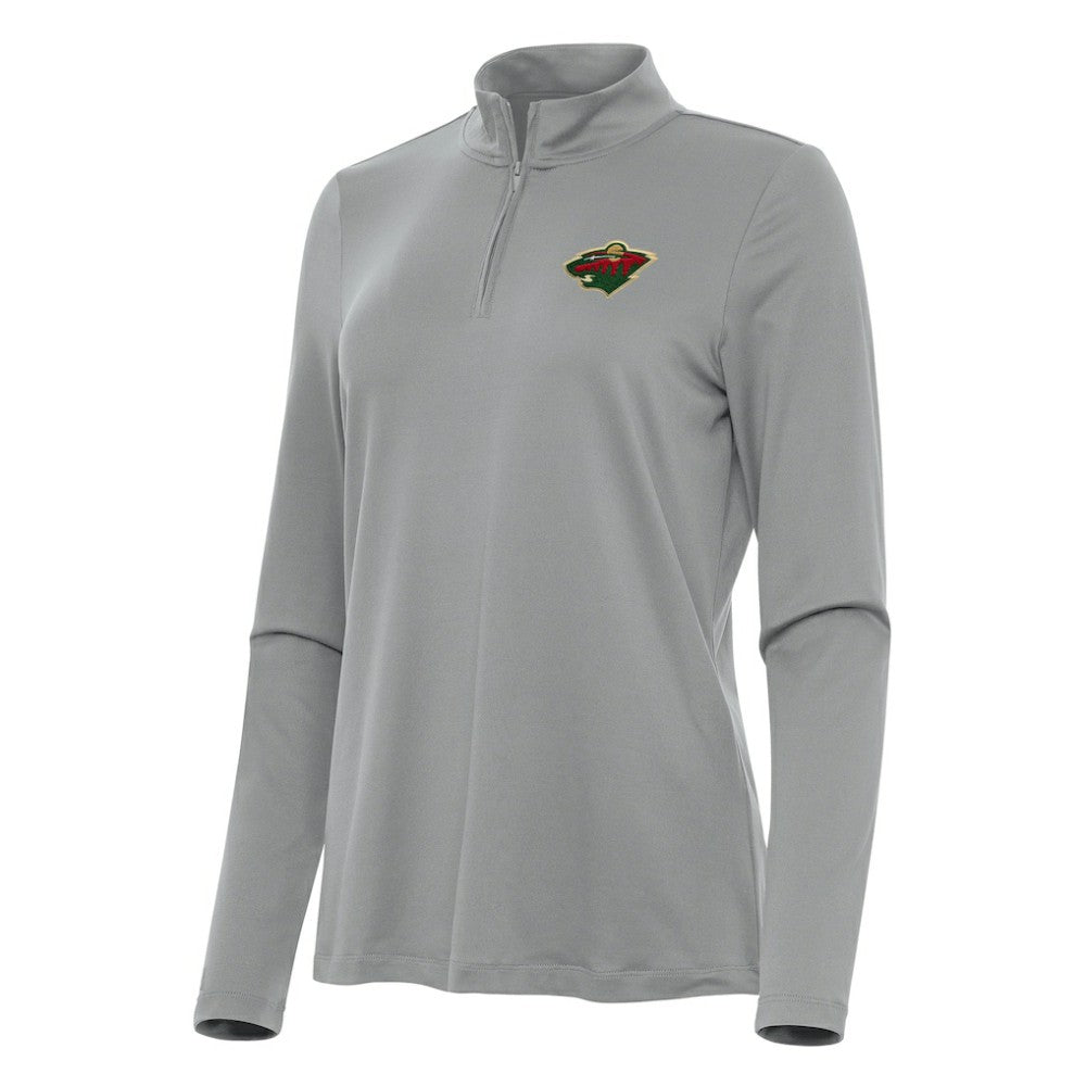 Minnesota Wild Antigua Women's Reprocess Quarter-Zip Top Gray