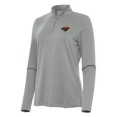 Minnesota Wild Antigua Women's Reprocess Quarter-Zip Top Gray