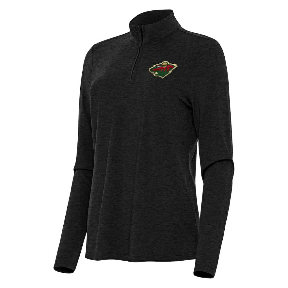 Minnesota Wild Antigua Women's Bright Quarter-Zip Top Heather Black