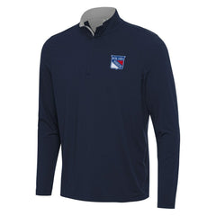 New York Rangers Antigua Content Quarter-Zip Pullover Top Navy/Gray