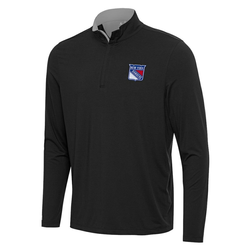New York Rangers Antigua Content Quarter-Zip Pullover Top Black/Gray
