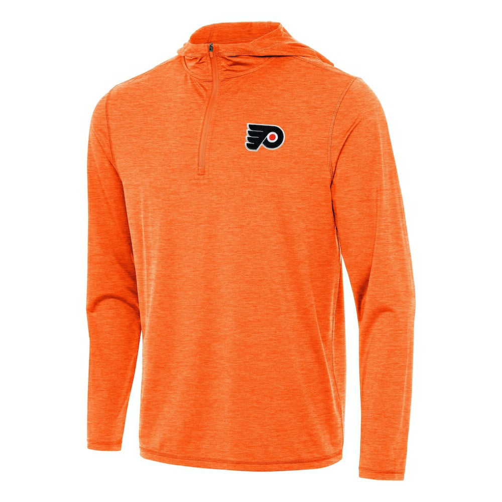 Philadelphia Flyers Antigua Tidy Quarter-Zip Hoodie Heather Orange