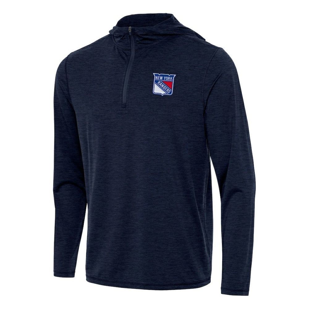 New York Rangers Antigua Tidy Quarter-Zip Hoodie Heather Navy