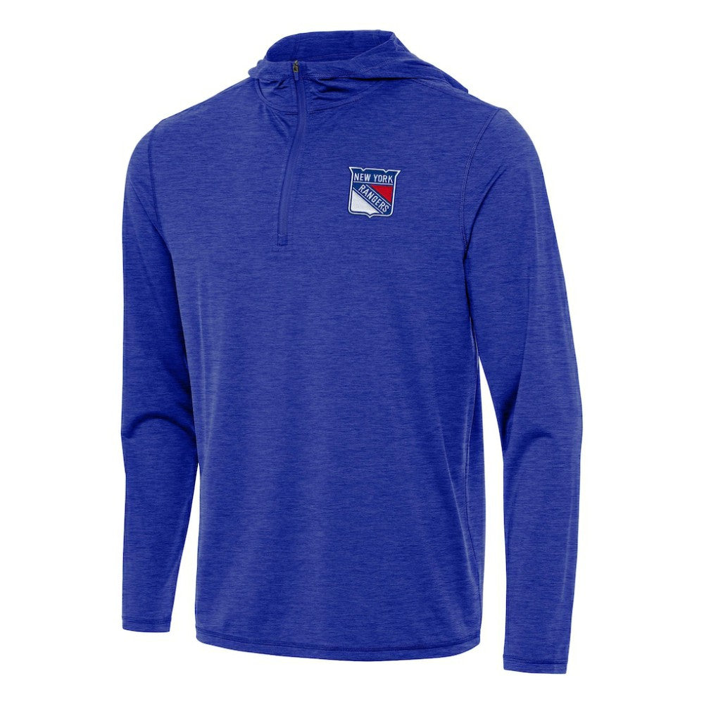 New York Rangers Antigua Tidy Quarter-Zip Hoodie Heather Royal