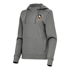 Pittsburgh Penguins Antigua Women's Justice Pullover Hoodie Heather Black