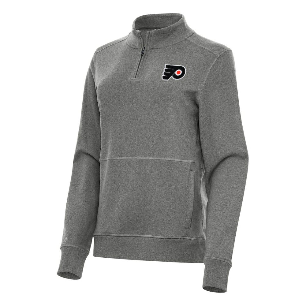 Philadelphia Flyers Antigua Women's Crush Quarter-Zip Fleece Sweatshirt Heather Black