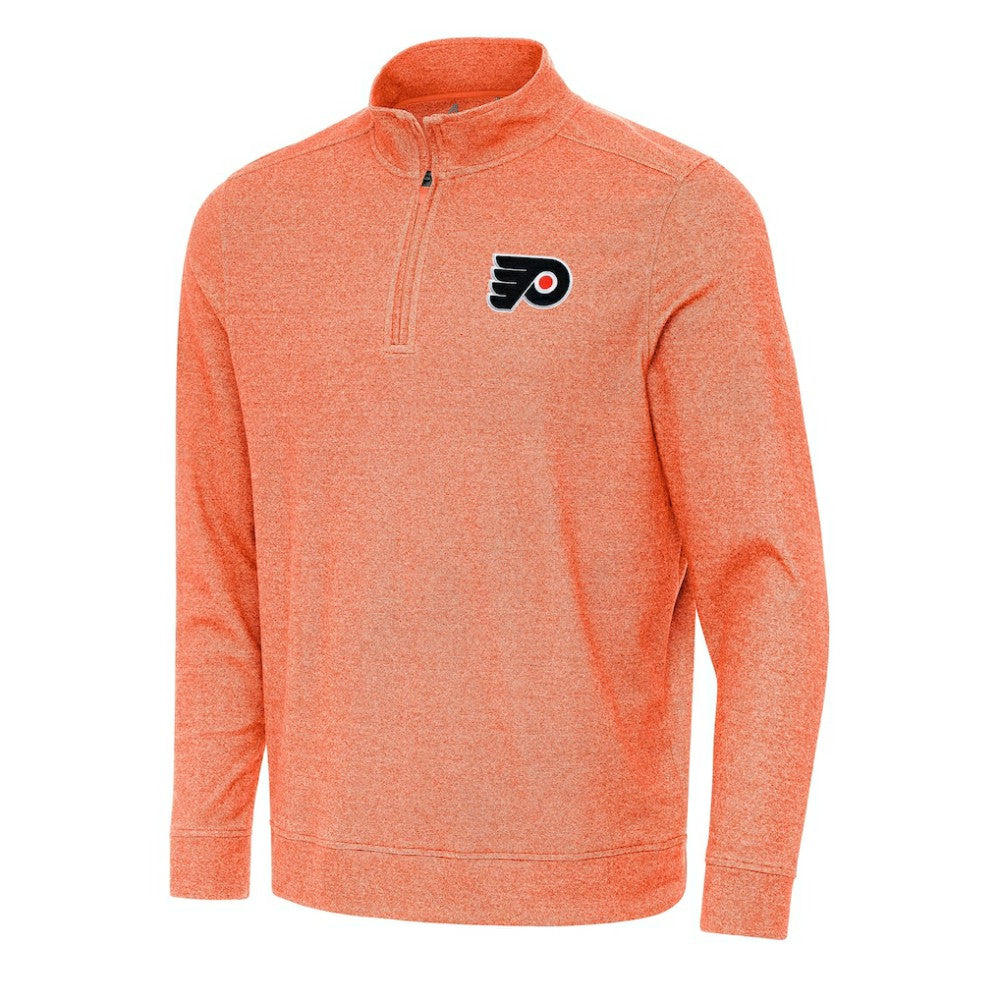 Philadelphia Flyers Antigua Subtle Quarter-Zip Sweatshirt Heather Orange