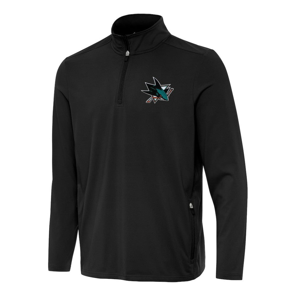 San Jose Sharks Antigua Perilous Quarter-Zip Sweatshirt Black