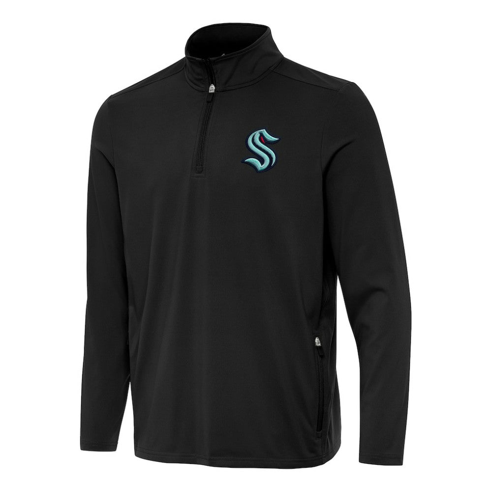 Seattle Kraken Antigua Perilous Quarter-Zip Sweatshirt Black