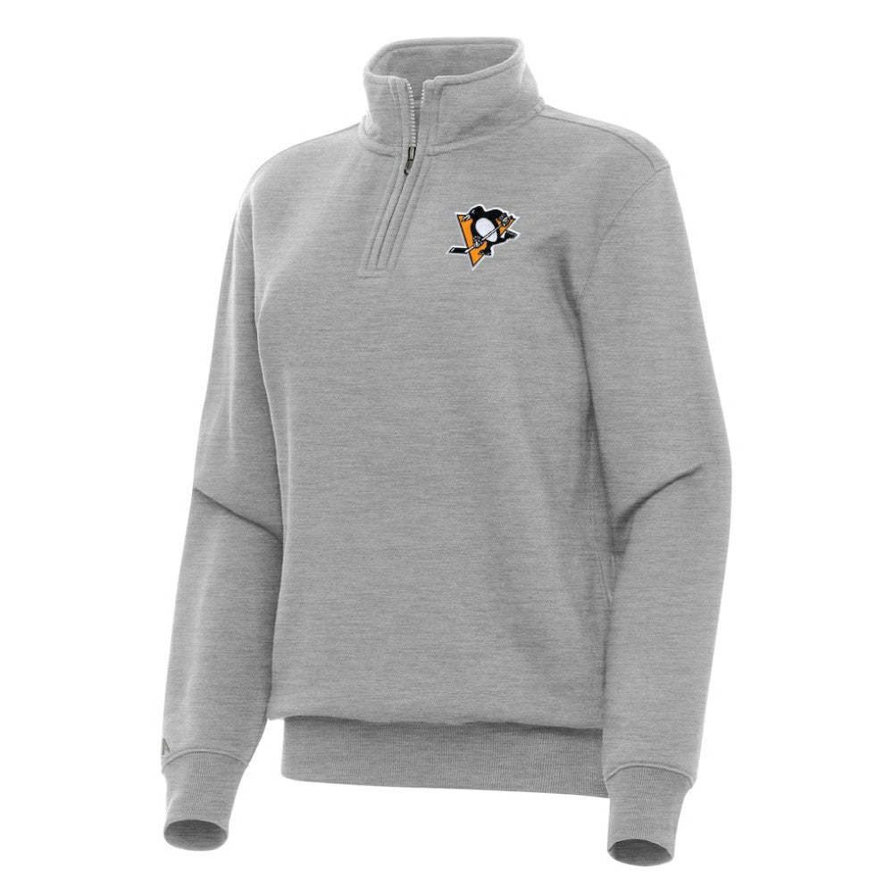 Pittsburgh Penguins Antigua Women's Victory Quarter-Zip Sweatshirt Heather Gray