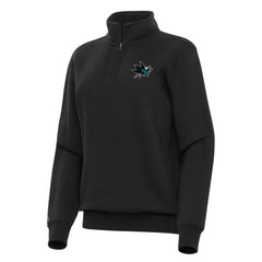 San Jose Sharks Antigua Women's Victory Quarter-Zip Sweatshirt Black