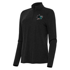 San Jose Sharks Antigua Women's Bright Quarter-Zip Top Heather Black