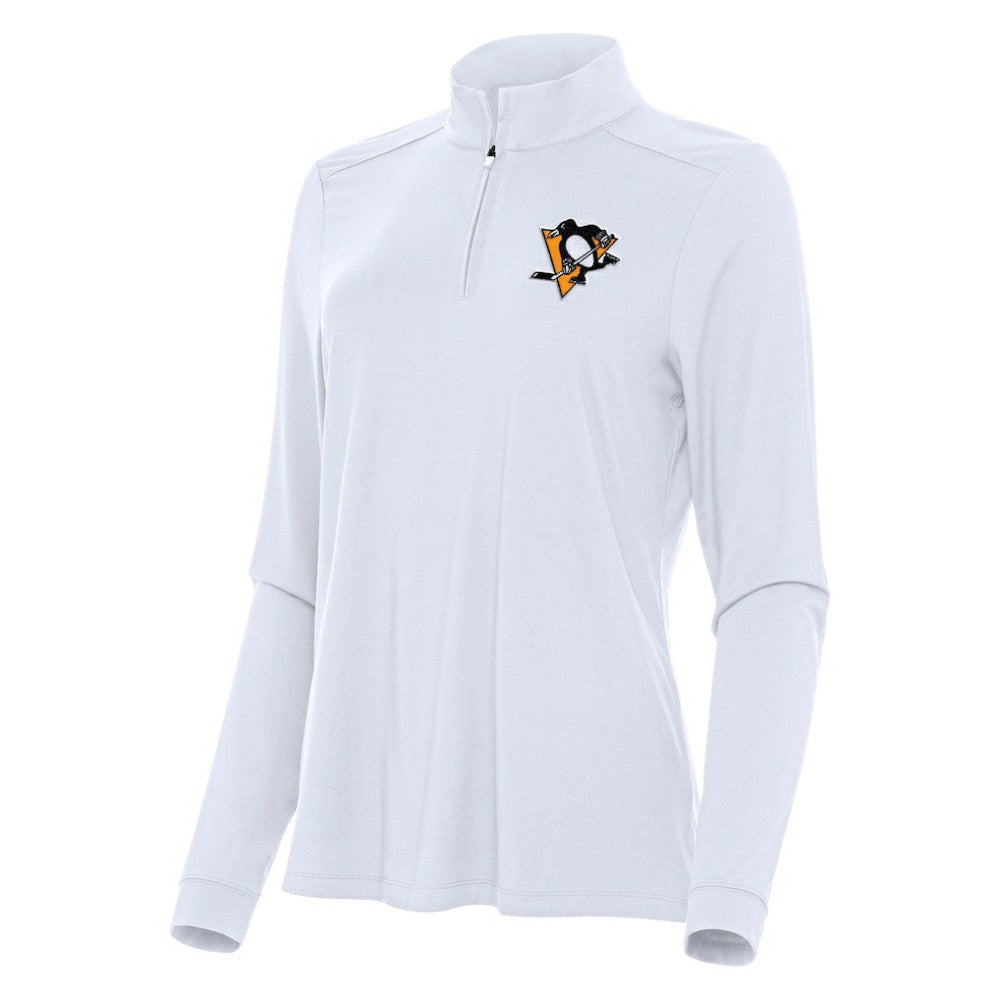 Pittsburgh Penguins Antigua Women's Intent Quarter-Zip Top White