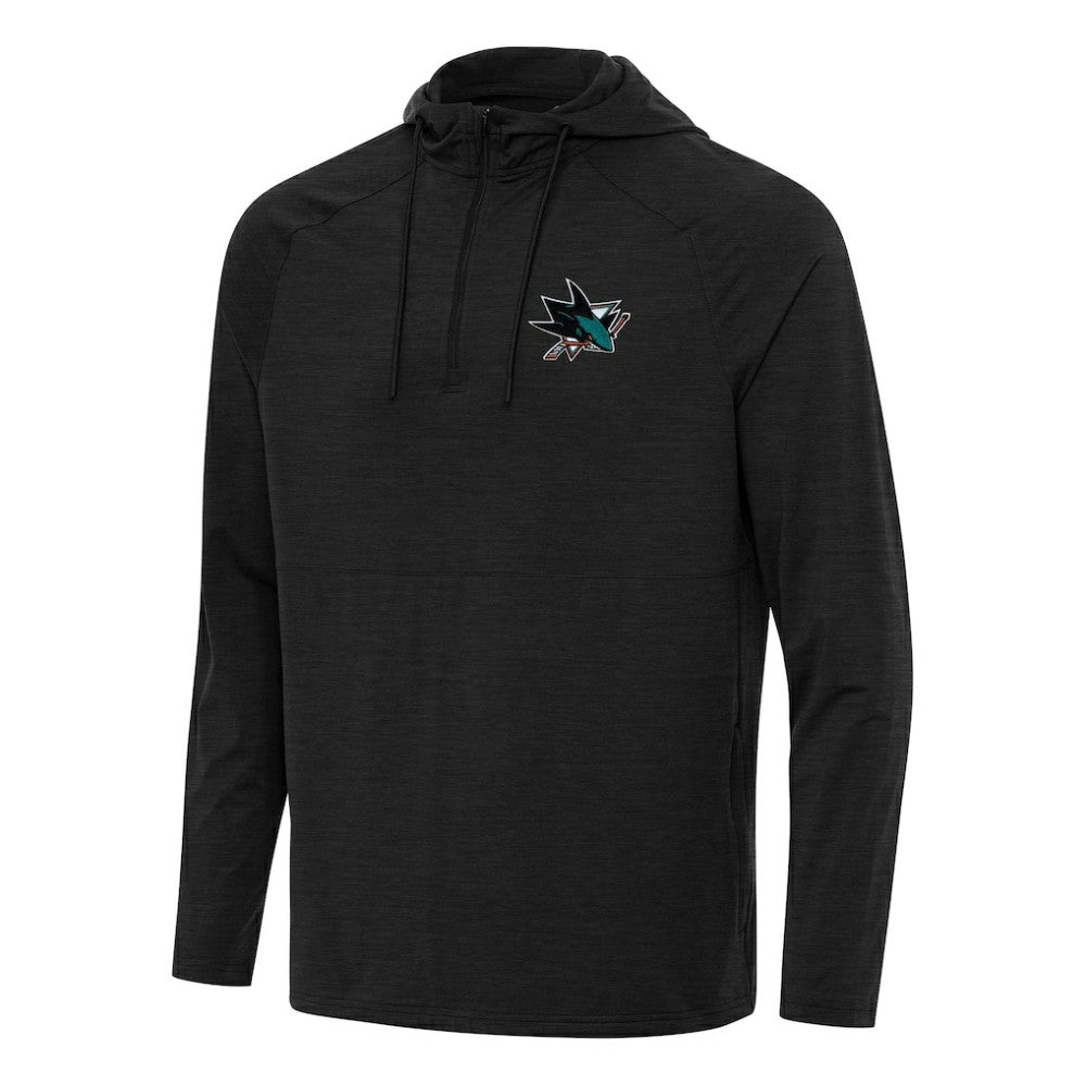 San Jose Sharks Antigua Spikes Quarter-Zip Hoodie Heather Black
