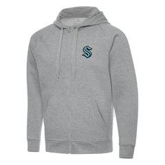 Seattle Kraken Antigua Big & Tall Victory Full-Zip Hoodie Heather Gray