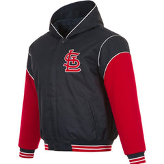 St. Louis Cardinals JH Design Youth Reversible Fleece Full-Snap Hoodie Jacket - Black