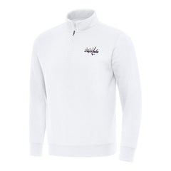 Washington Capitals Antigua Victory Quarter-Zip Mock Sweatshirt White