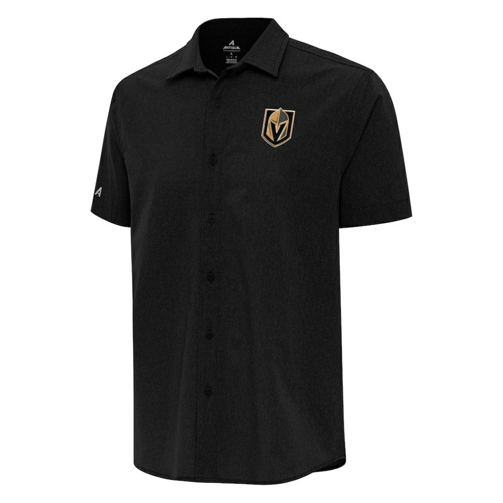 Vegas Golden Knights Antigua Activate Woven Short Sleeve Button-Up Shirt Black
