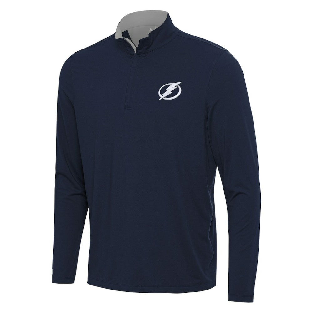 Tampa Bay Lightning Antigua Content Quarter-Zip Pullover Top Navy/Gray