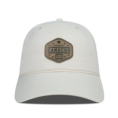 Vancouver Canucks Men's Levelwear Faux Leather Patch Unstructured Adjustable Hat Cream