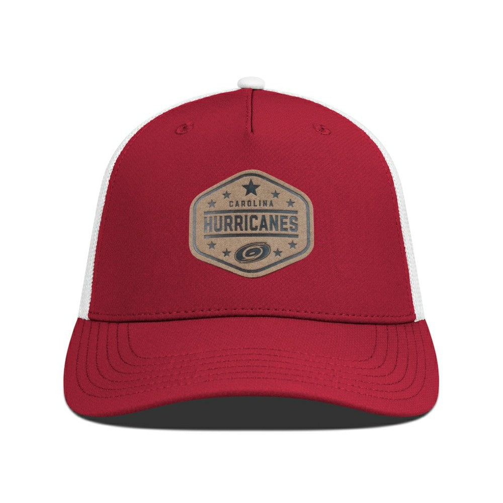Carolina Hurricanes Men's Levelwear Faux Leather Patch Structured Adjustable Hat Red
