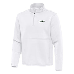 New York Jets Antigua Twist Quarter-Zip Pullover Jacket - White outlet