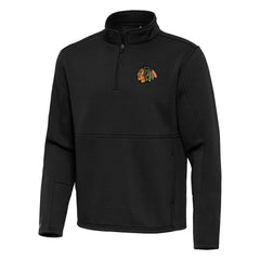Chicago Blackhawks Antigua Twist Quarter-Zip Pullover Jacket Black