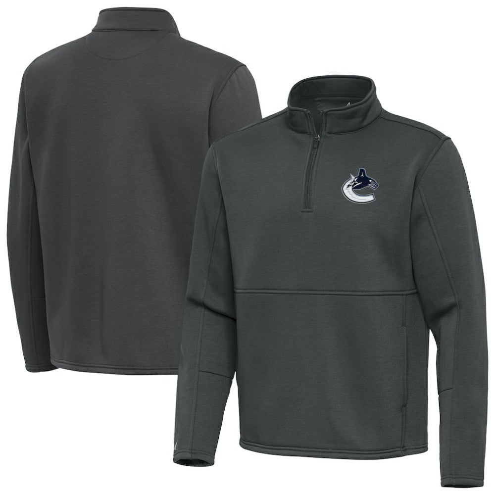Vancouver Canucks Antigua Twist Quarter-Zip Pullover Jacket Pewter