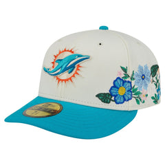 Miami Dolphins New Era Tonal Floral 59FIFTY Fitted Hat - Cream/Aqua on sale