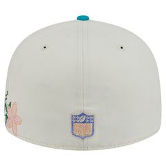 Miami Dolphins New Era Tonal Floral 59FIFTY Fitted Hat - Cream/Aqua on sale