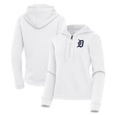 Detroit Tigers Antigua Women's Contemporary Quarter-Zip Hoodie - White