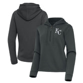 Kansas City Royals Antigua Women's Contemporary Quarter-Zip Hoodie - Pewter