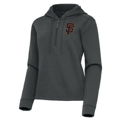 San Francisco Giants Antigua Women's Contemporary Quarter-Zip Hoodie - Pewter
