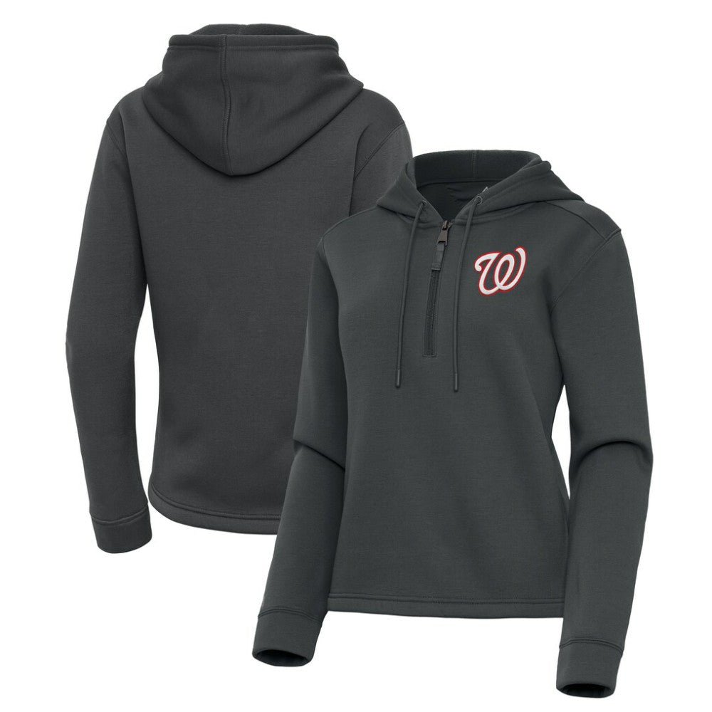 Washington Nationals Antigua Women's Contemporary Quarter-Zip Hoodie - Pewter