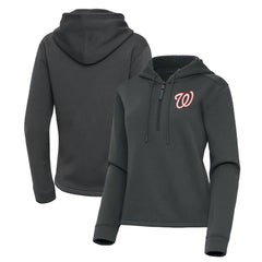 Washington Nationals Antigua Women's Contemporary Quarter-Zip Hoodie - Pewter